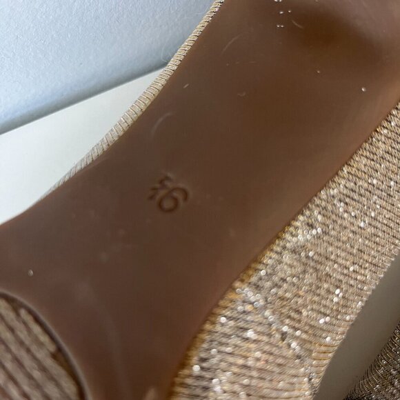 Kelly & Katie Peep Toe Gold/Silver Sparkle Fabric Open Toe Heels - Sz 9.5 - Picture 8 of 9